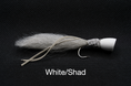 Load image into Gallery viewer, bomber popper top water fly tied with white and shad colors on a single hook for saltwater fly fishing