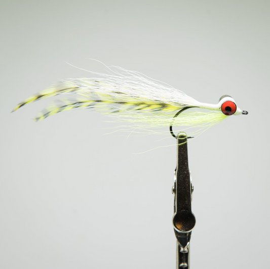 clouser fly tied with chartreuse hackles for saltwater fly fishing