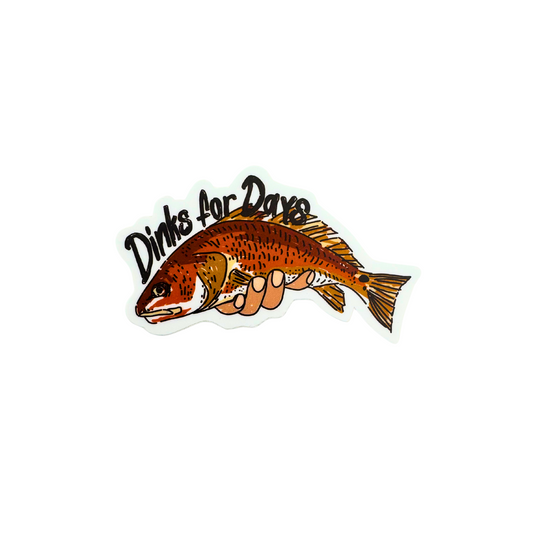 Sticker with a redfish and 'Drinks for Days' text on a white background