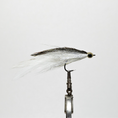 Load image into Gallery viewer, powerhouse fly tied with white and shad gray colors on a single hook for saltwater fly fishing
