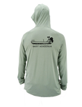 Load image into Gallery viewer, aftco samauri hoodie with picture of a skiff and skiff wanderer logo on it in olive color
