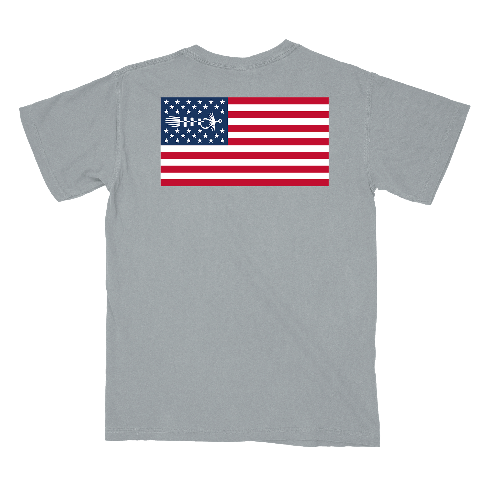 American fly t-shirt in gray back view