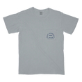 Load image into Gallery viewer, Grey American Fly T-shirt with a blue logo on the front pocket.
